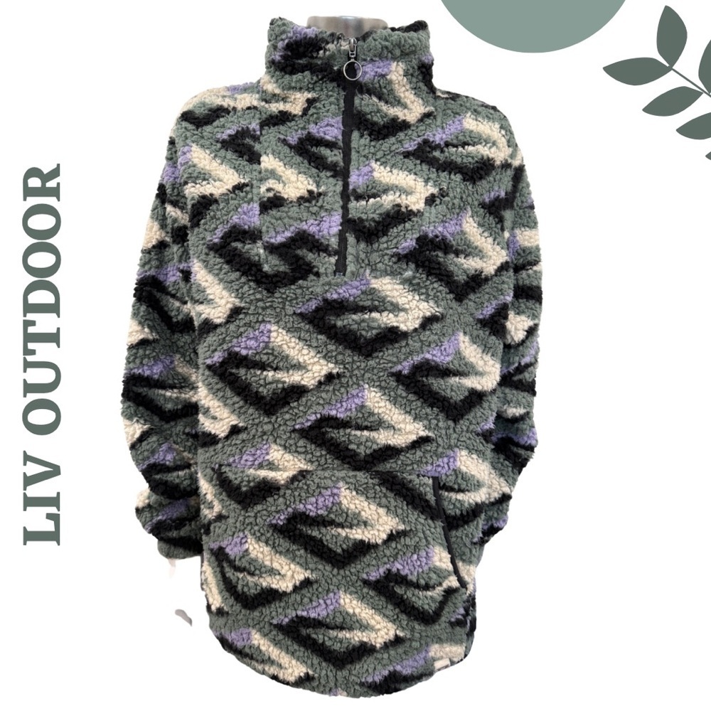 LIV Outdoor Sherpa 1/4-Zip Geometric Pullover XL